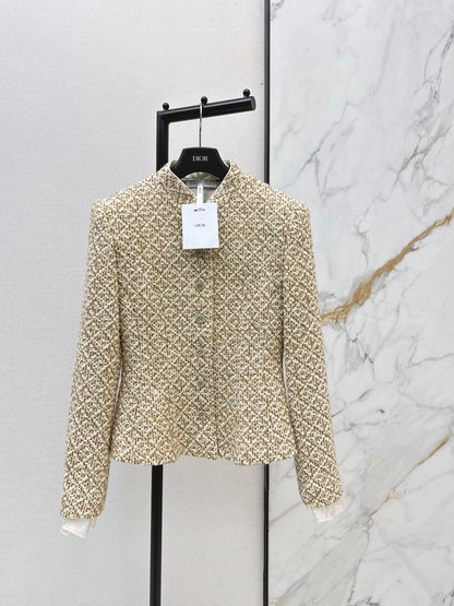 Small stand-up collar knitted cardigan