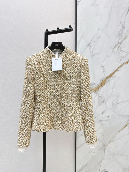 Small stand-up collar knitted cardigan