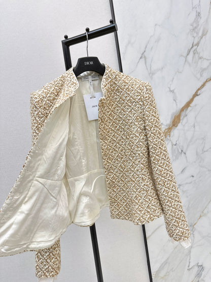 Small stand-up collar knitted cardigan