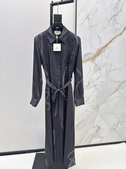 Printed Long Silk Dress