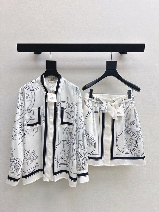 Shirt + Tie-Waist Midi Skirt