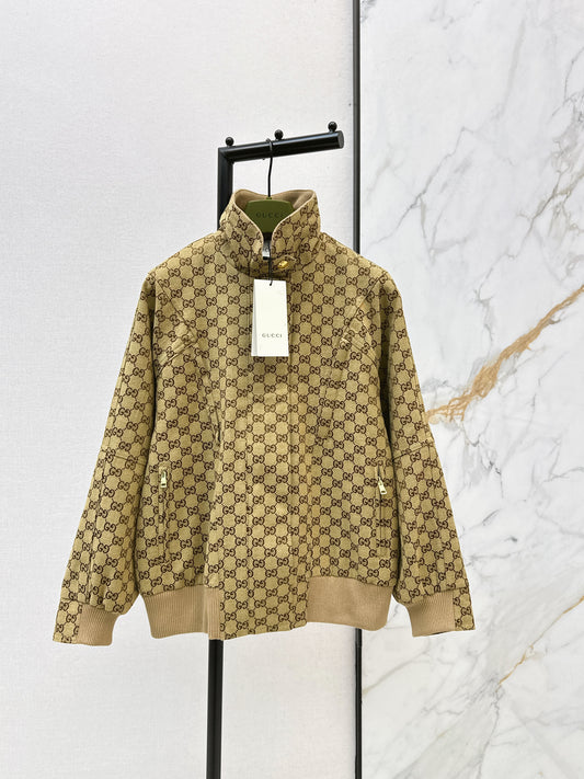 Jacquard Stand Collar Trench Coat