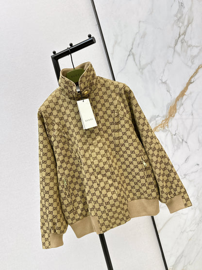 Jacquard Stand Collar Trench Coat