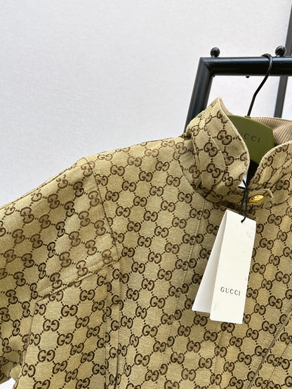 Jacquard Stand Collar Trench Coat