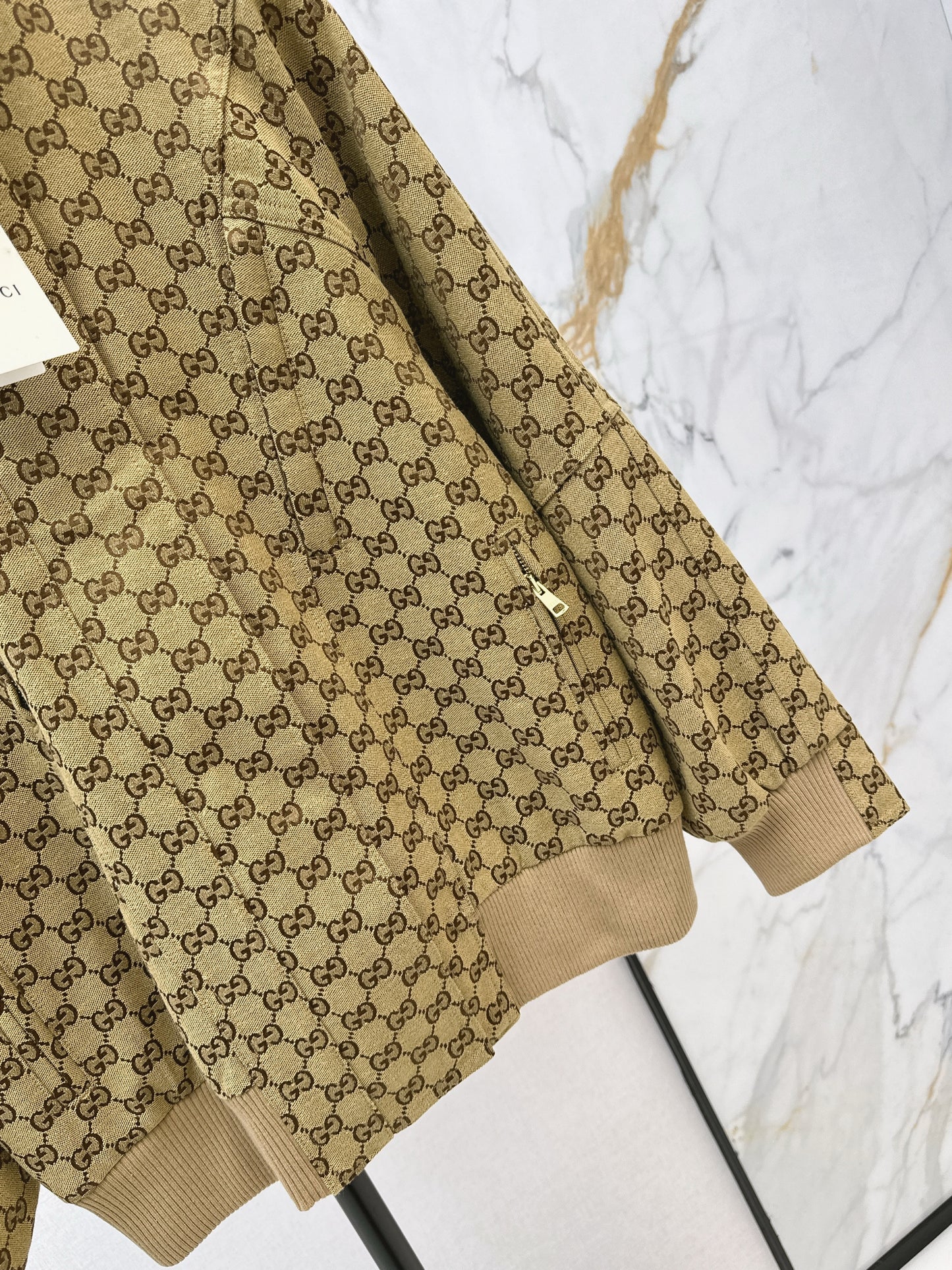 Jacquard Stand Collar Trench Coat