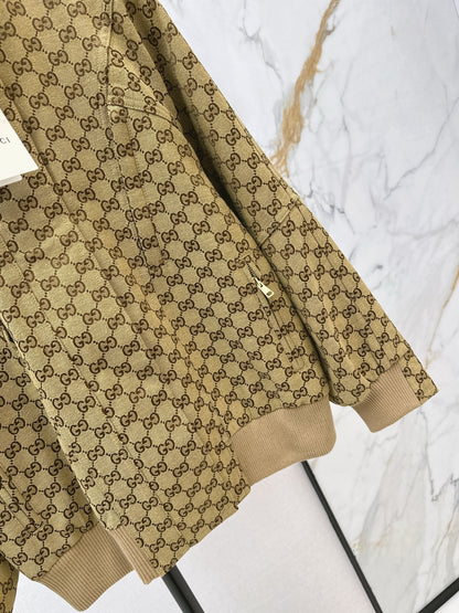 Jacquard Stand Collar Trench Coat