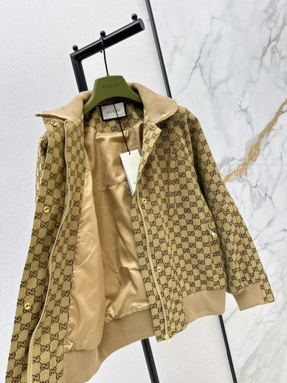 Jacquard Stand Collar Trench Coat