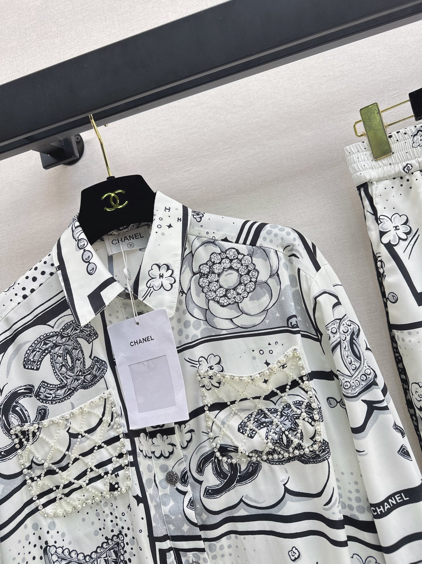 Cartoon Pattern Collared Shirt/Straight-Leg Pants