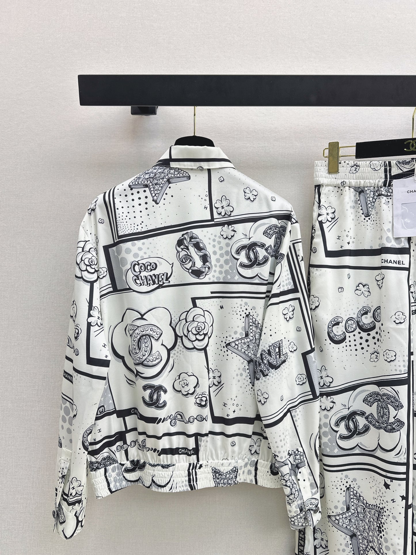 Cartoon Pattern Collared Shirt/Straight-Leg Pants