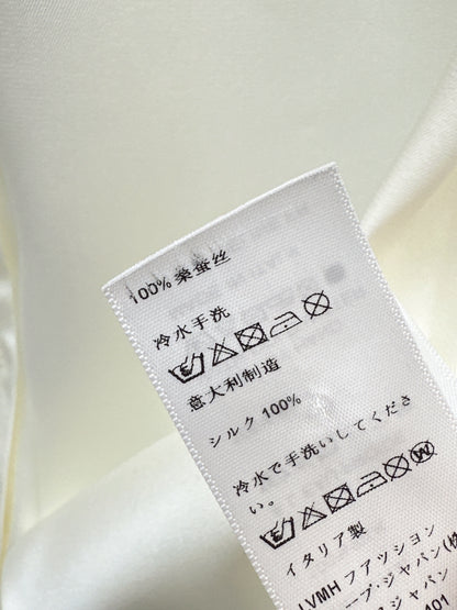 Tie-front twill silk shirt