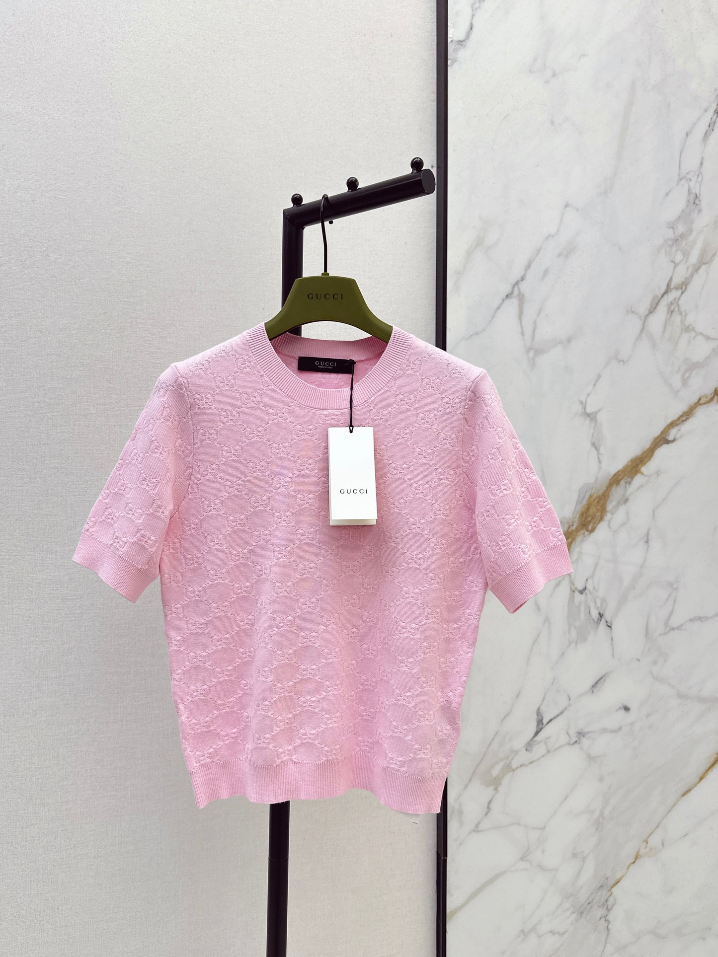 Jacquard Knit Short-Sleeve Top