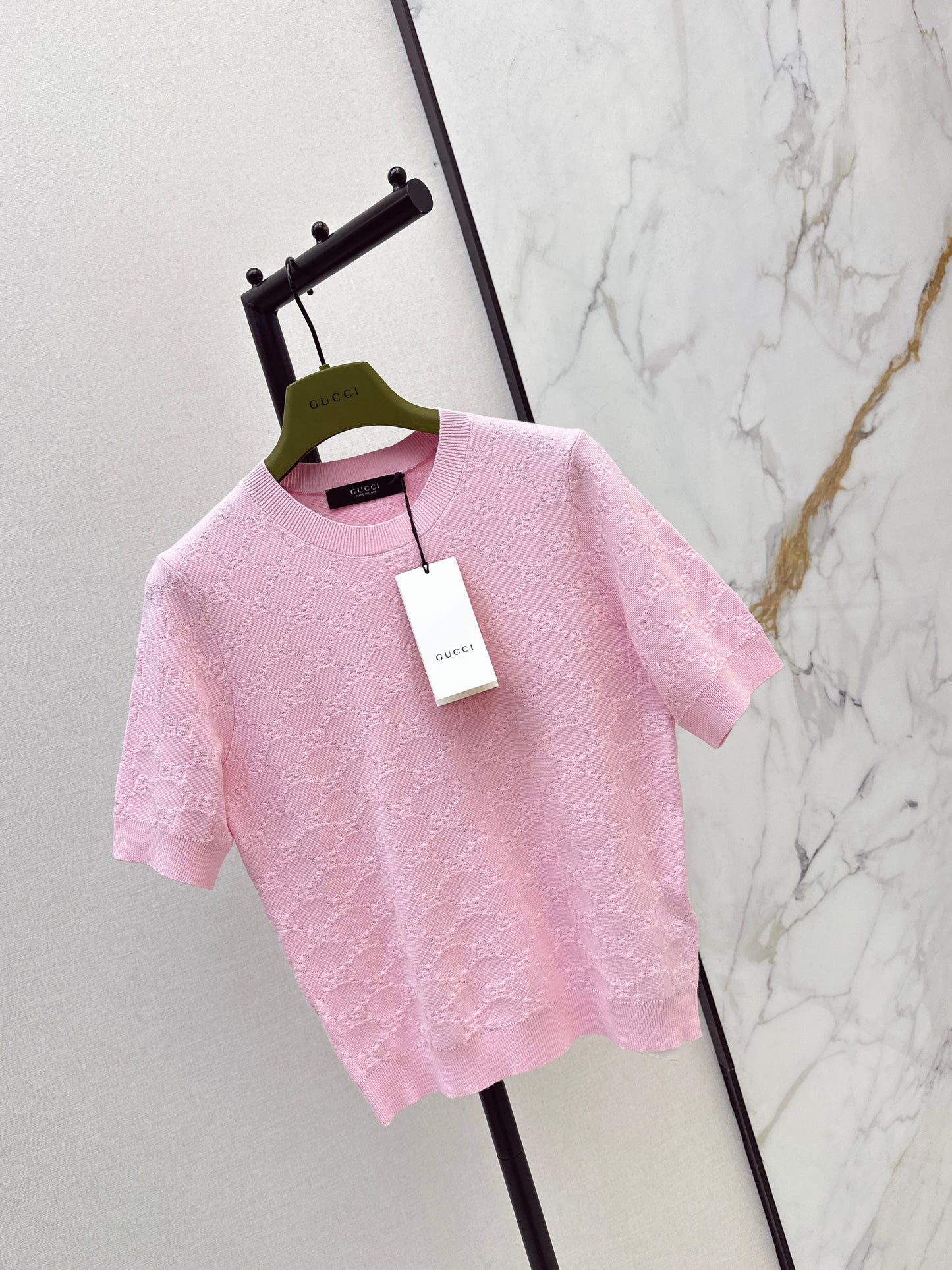 Jacquard Knit Short-Sleeve Top