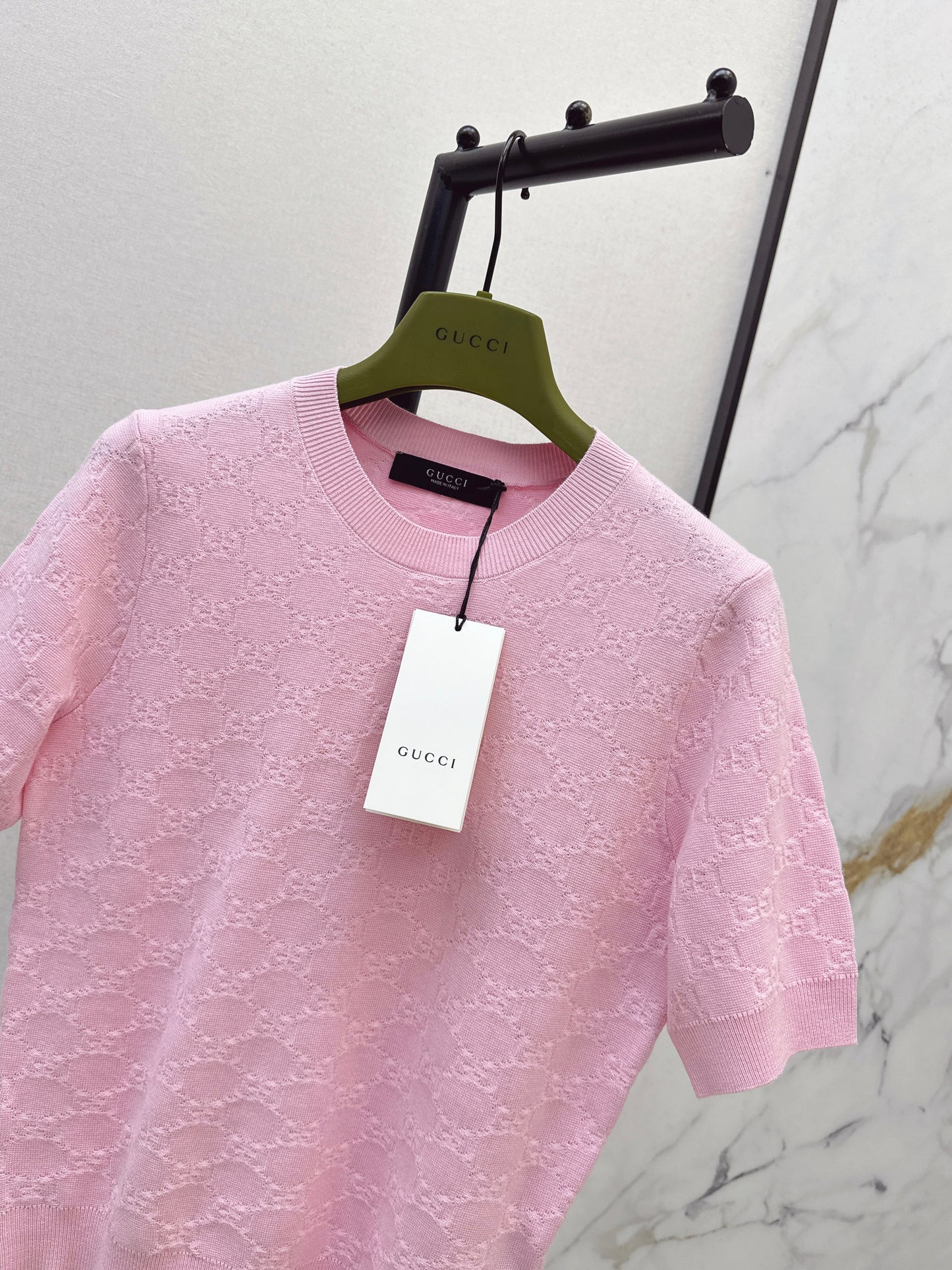 Jacquard Knit Short-Sleeve Top