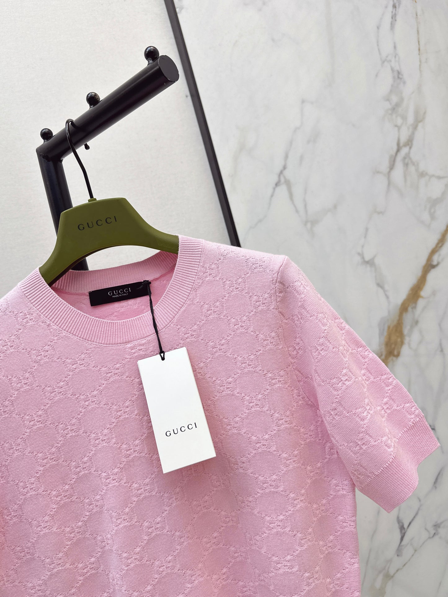 Jacquard Knit Short-Sleeve Top