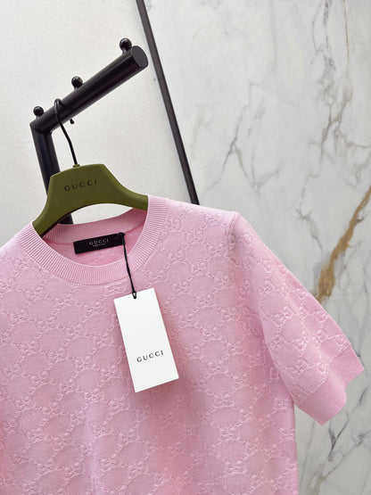 Jacquard Knit Short-Sleeve Top