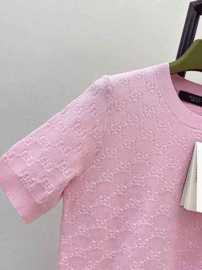 Jacquard Knit Short-Sleeve Top