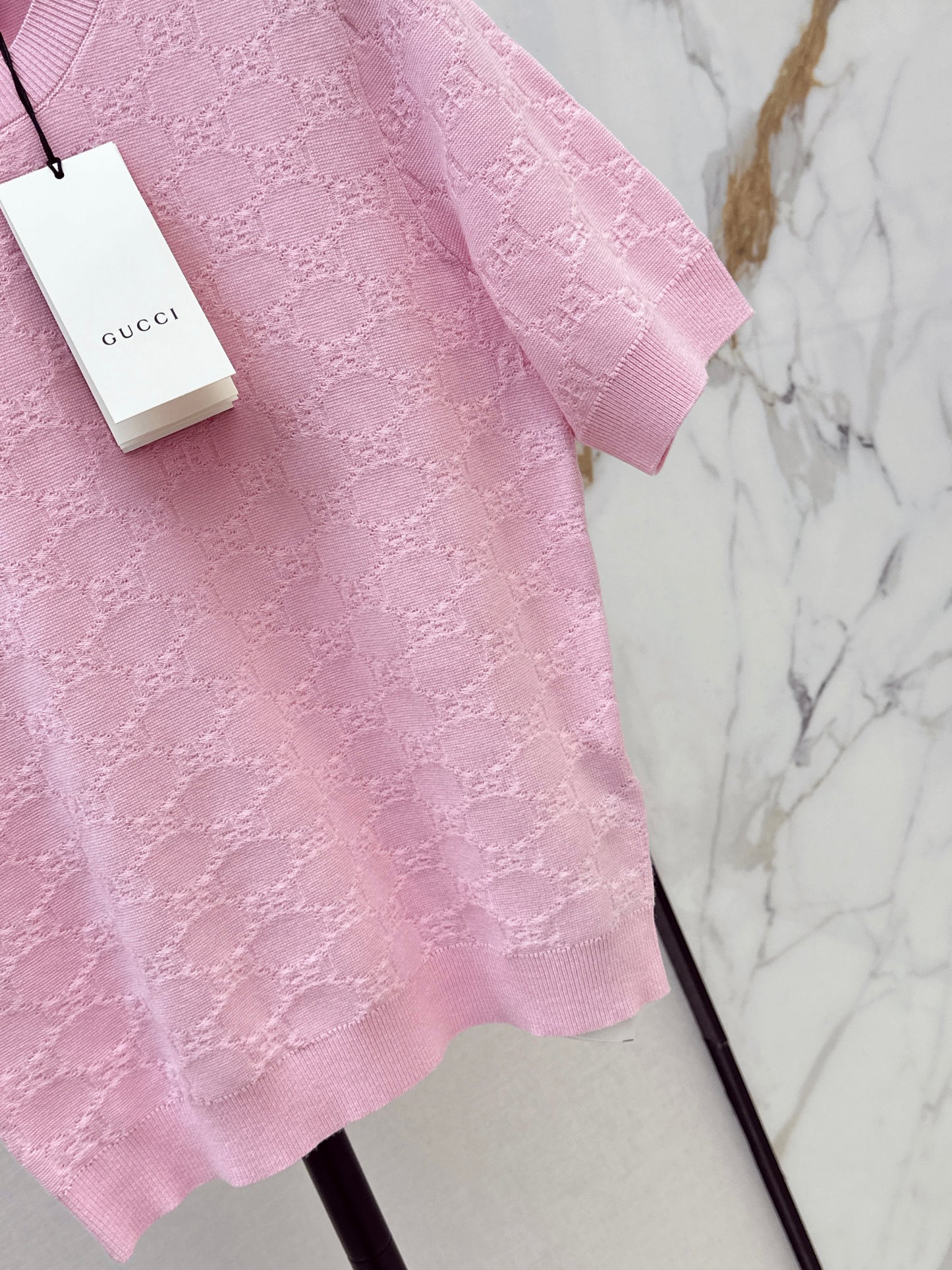 Jacquard Knit Short-Sleeve Top