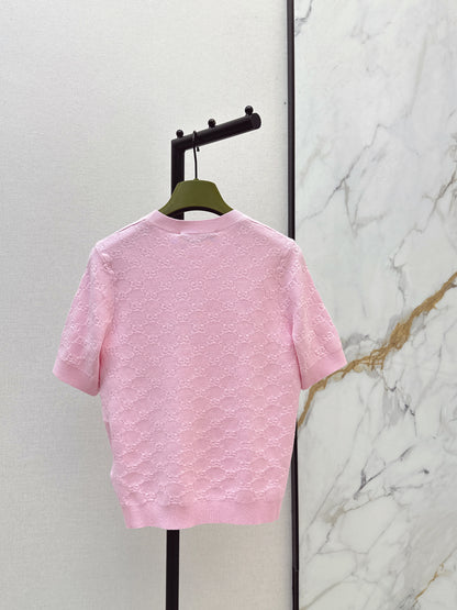 Jacquard Knit Short-Sleeve Top