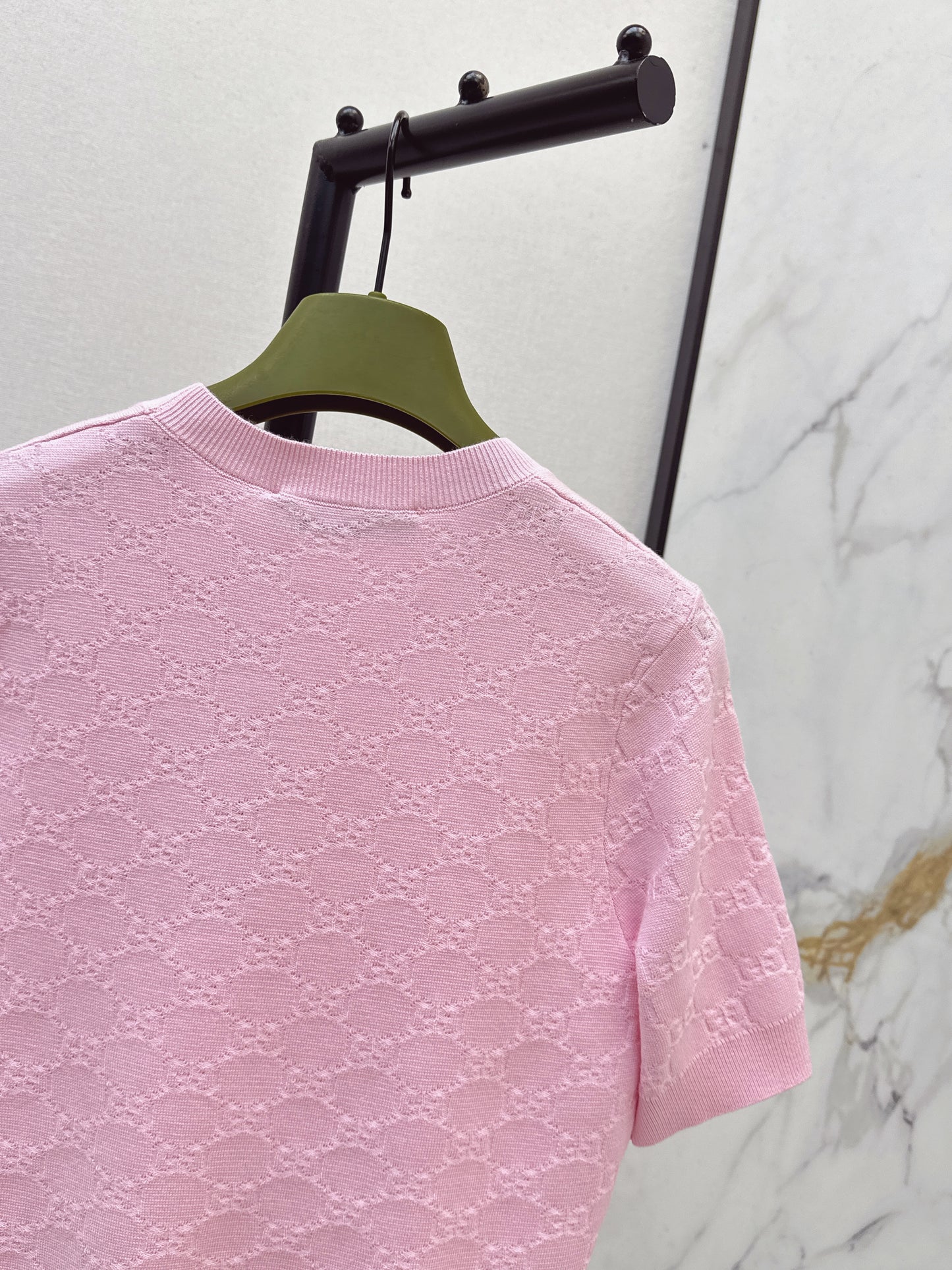 Jacquard Knit Short-Sleeve Top