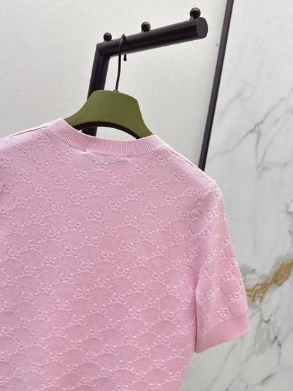 Jacquard Knit Short-Sleeve Top