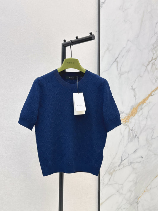 Jacquard Knit Short-Sleeve Top