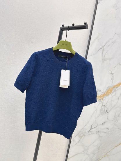 Jacquard Knit Short-Sleeve Top