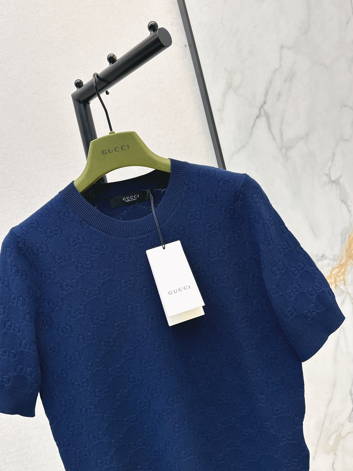 Jacquard Knit Short-Sleeve Top