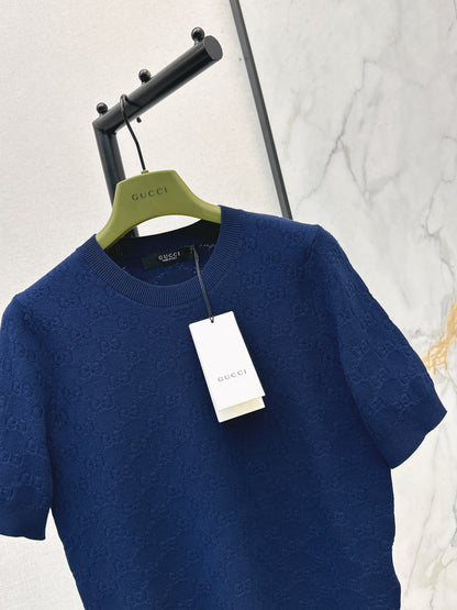 Jacquard Knit Short-Sleeve Top