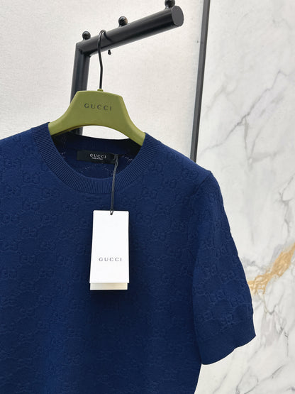 Jacquard Knit Short-Sleeve Top