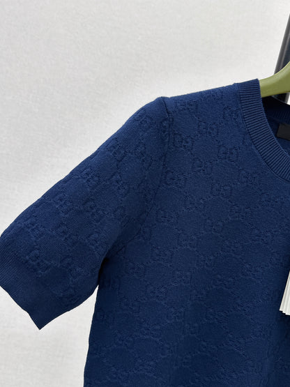 Jacquard Knit Short-Sleeve Top