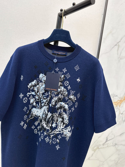 Monogram Pattern Intarsia T-Shirt