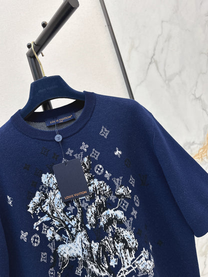 Monogram Pattern Intarsia T-Shirt