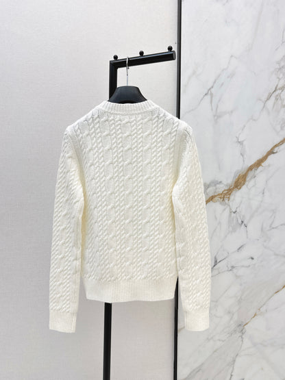 Crew Neck Cable Knit Cashmere Sweater