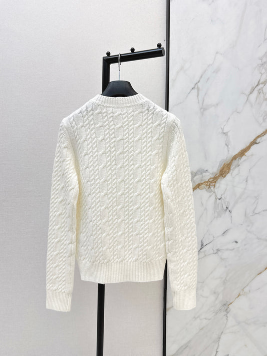 Crew Neck Cable Knit Cashmere Sweater