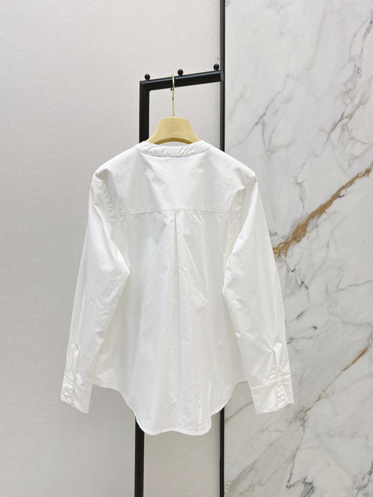 Ruffled trim long-sleeved shirt