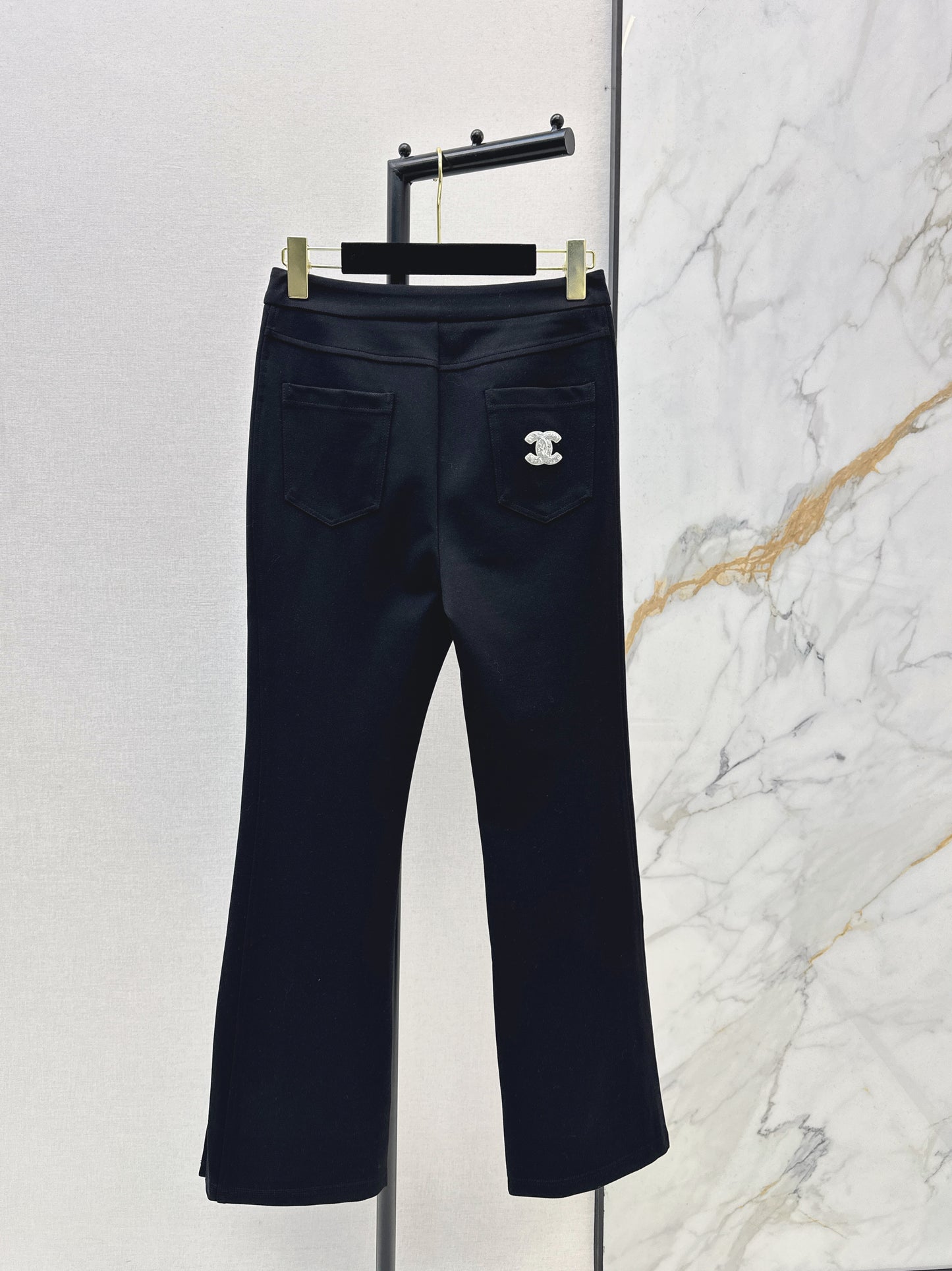 High-waisted flared trousers
