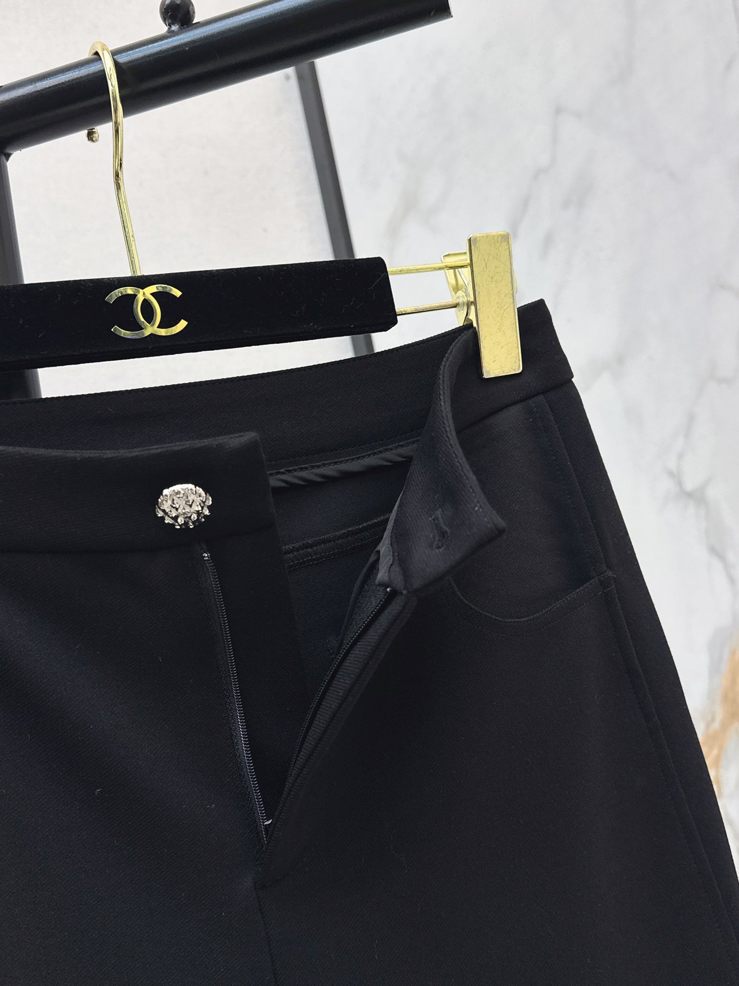 High-waisted flared trousers