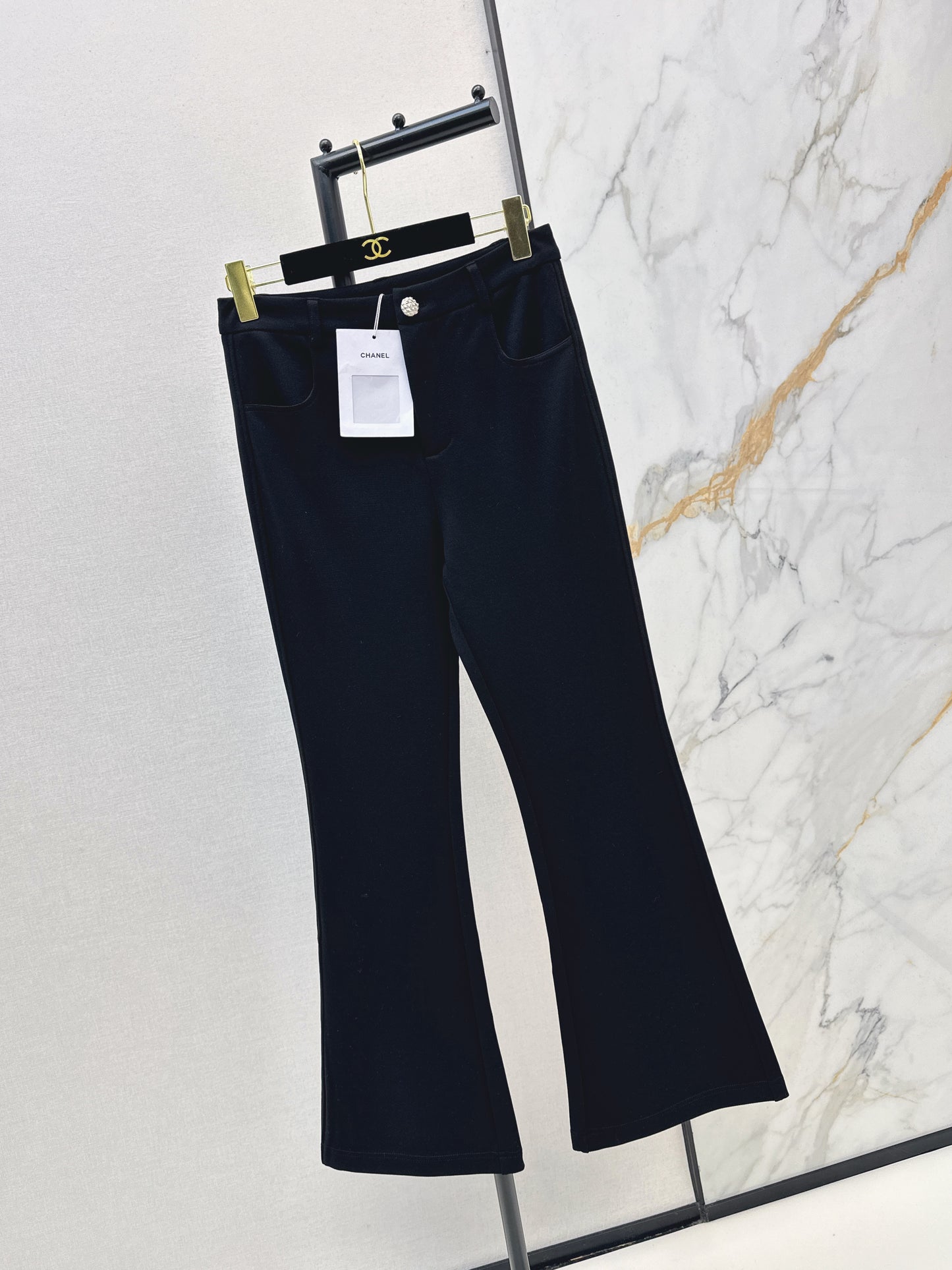 High-waisted flared trousers