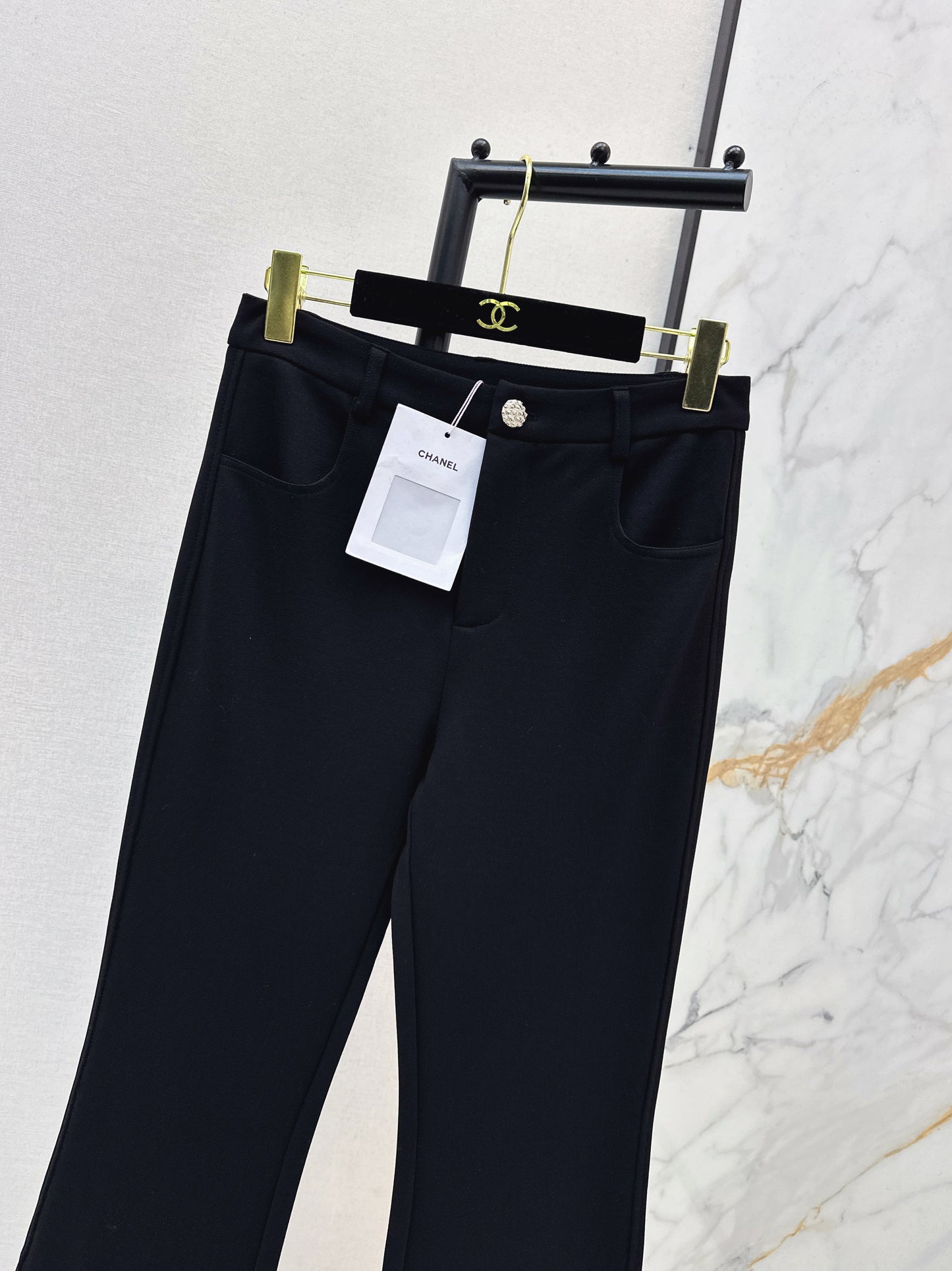 High-waisted flared trousers