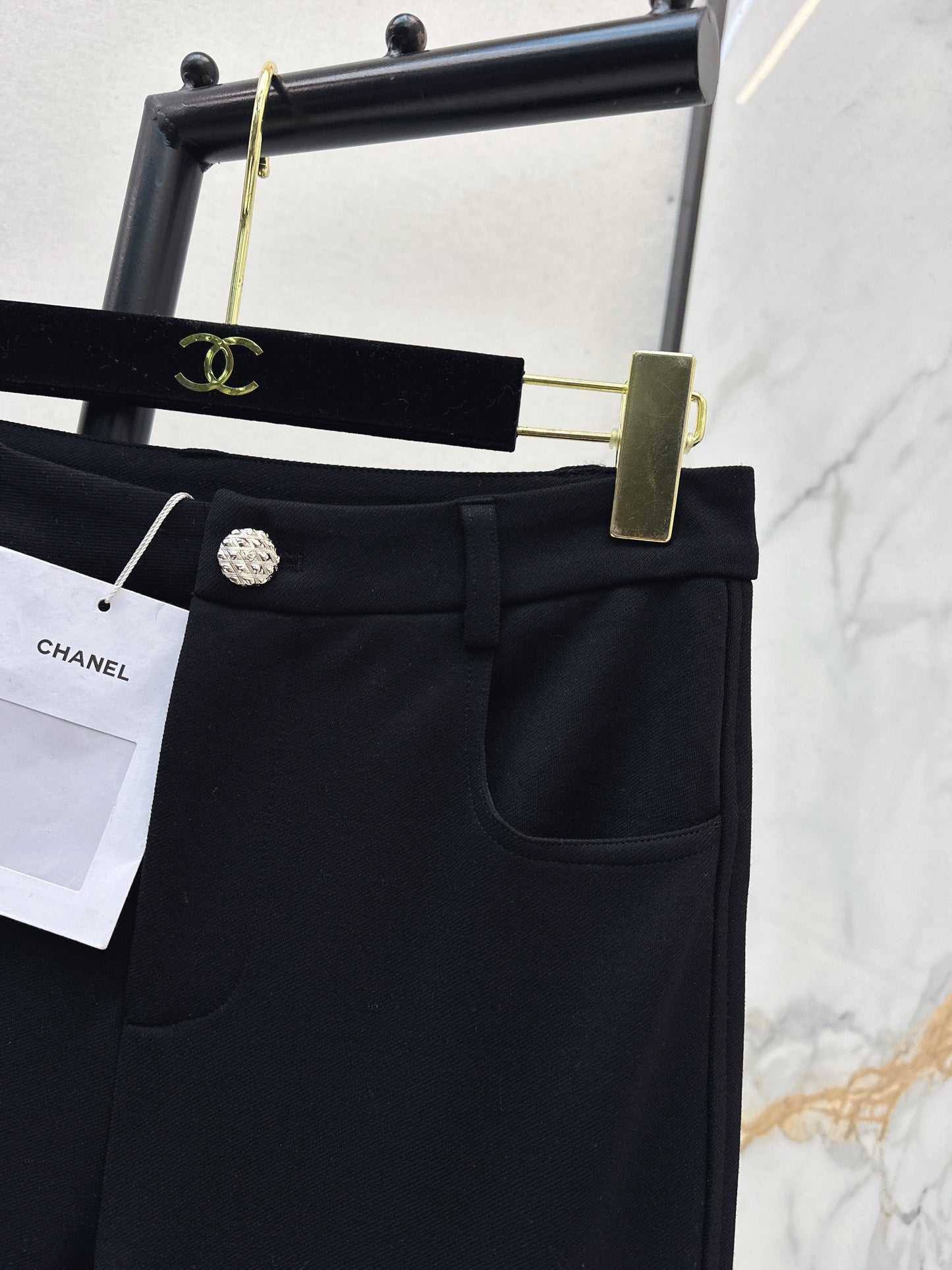 High-waisted flared trousers