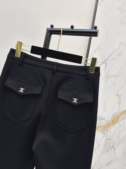 High-waisted flared trousers