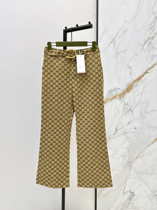 Jacquard belted trousers