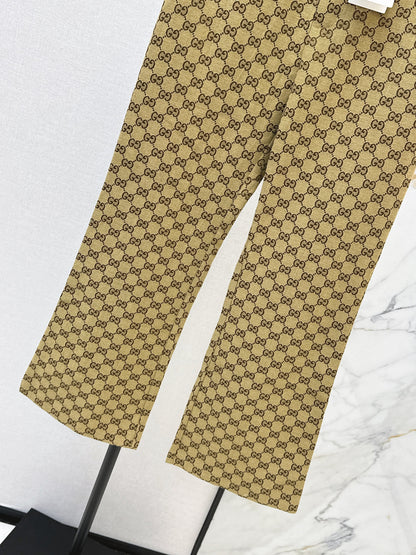 Jacquard belted trousers