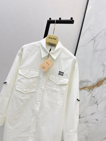 Embroidered Letter Shirt Dress