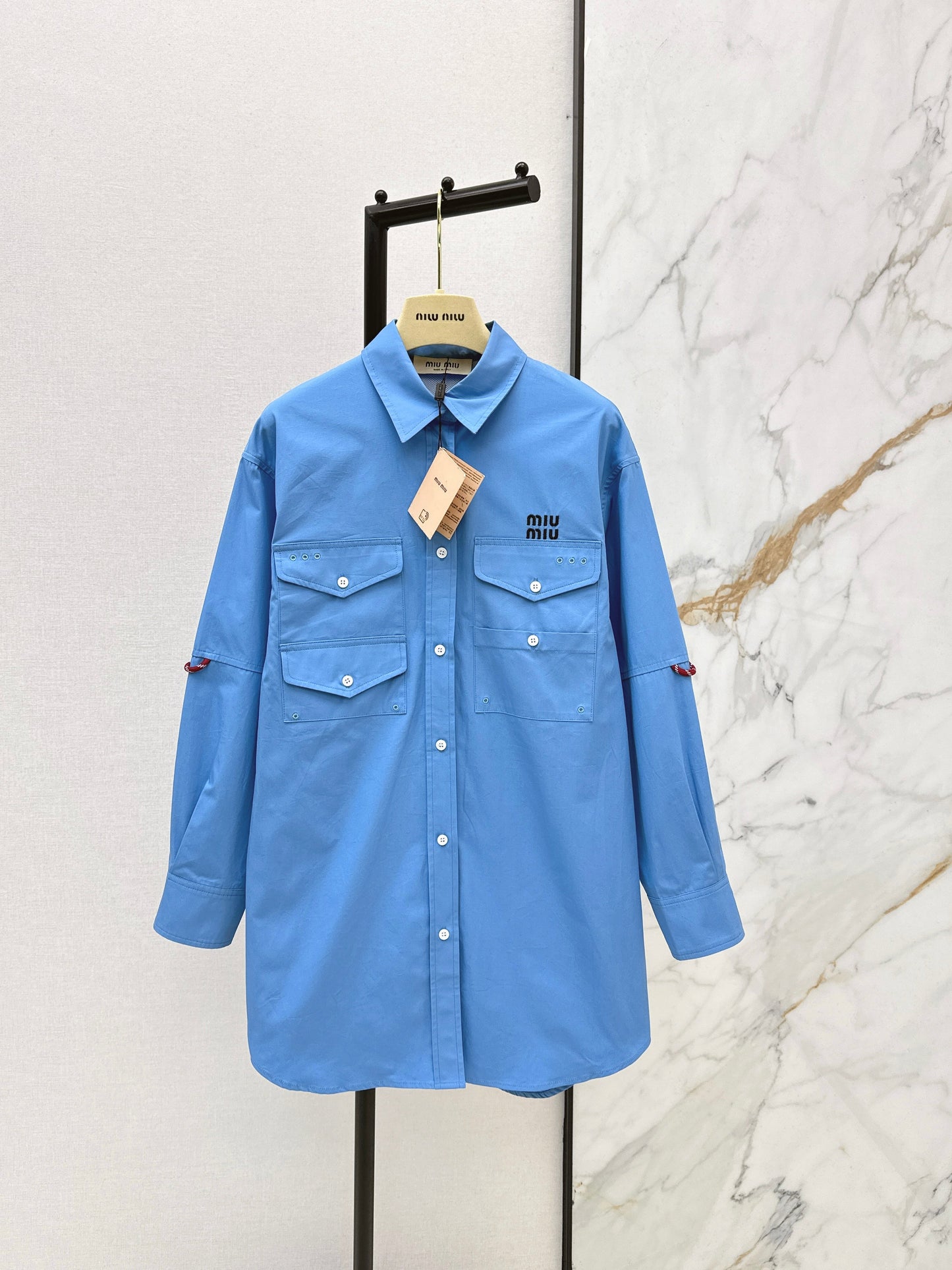 Embroidered Letter Shirt Dress