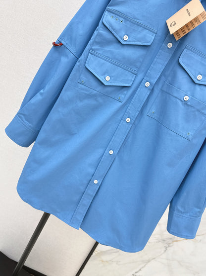 Embroidered Letter Shirt Dress