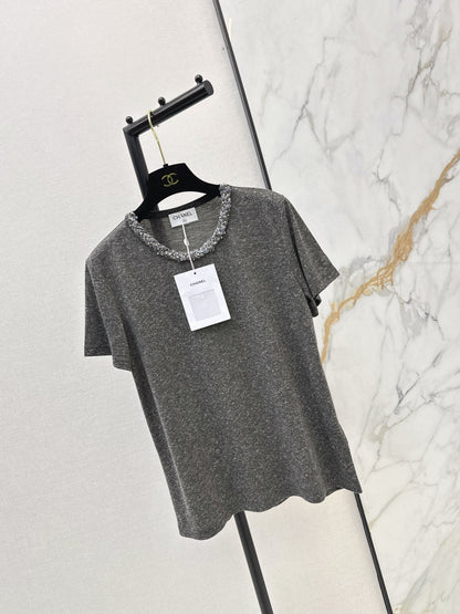 Beaded Neckline T-Shirt