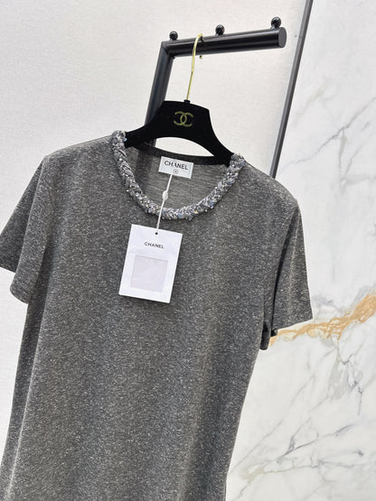 Beaded Neckline T-Shirt
