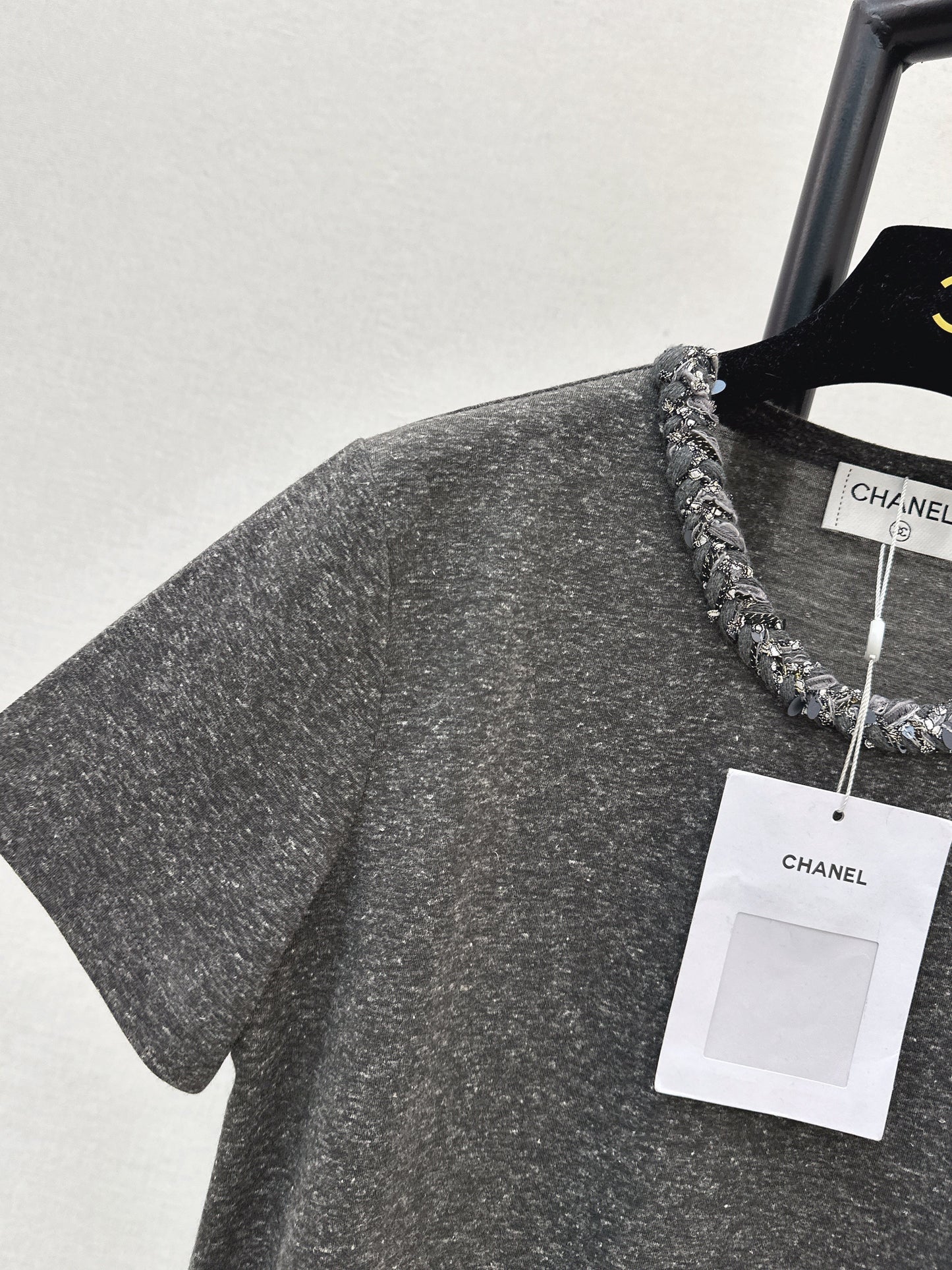 Beaded Neckline T-Shirt
