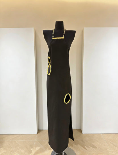 Adjustable halter neck slip dress